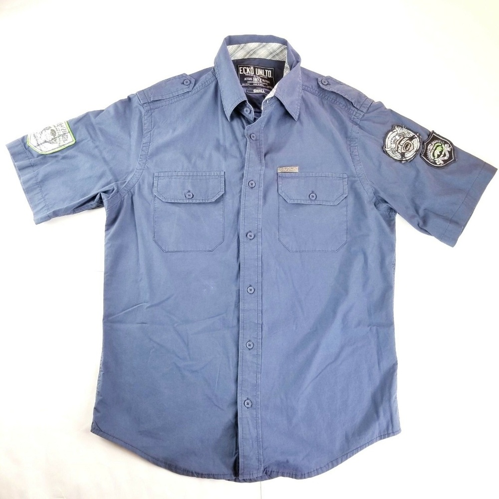 Ecko Military Chic Button Front Shirt Size Small